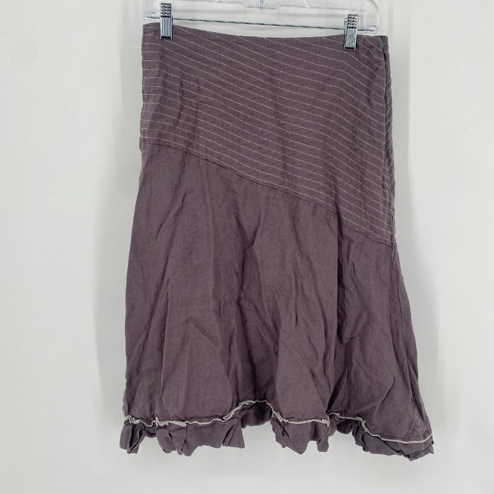 Neesh by D.A.R. skirt womens medium M purple linen lagen look midi ruffle summer